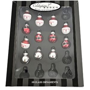 Radco Box of 12 Red and White Snowman and Silver Miniature Ornaments - Missing 6
